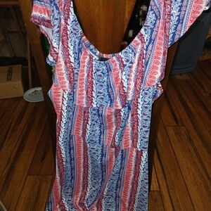 Joe Boxer Women's Red and Blue Patterned Dress